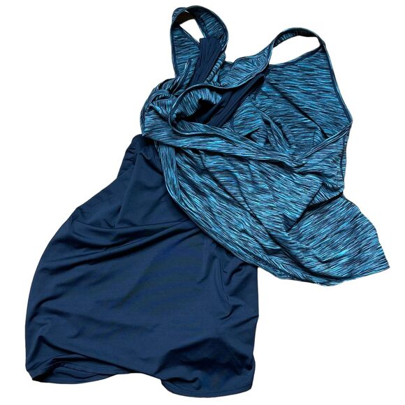 Tangerine NWT Double Layer Tank Top Size S Teal Dark Gray Stretch Racer … - Picture 6 of 8